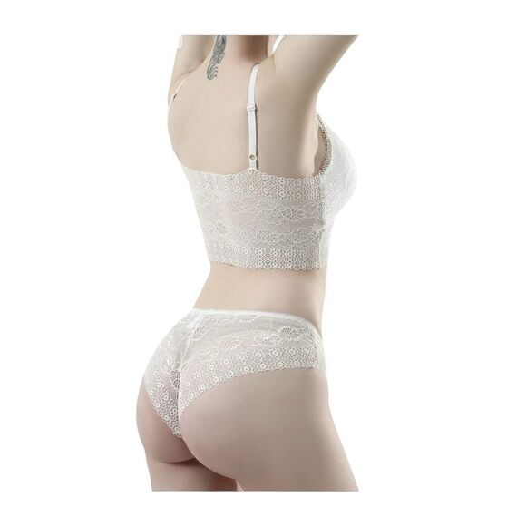 NEW Comfortable Lace Bralette Panty Set With Removable Pads Lingerie For Women - Picture 3 of 10